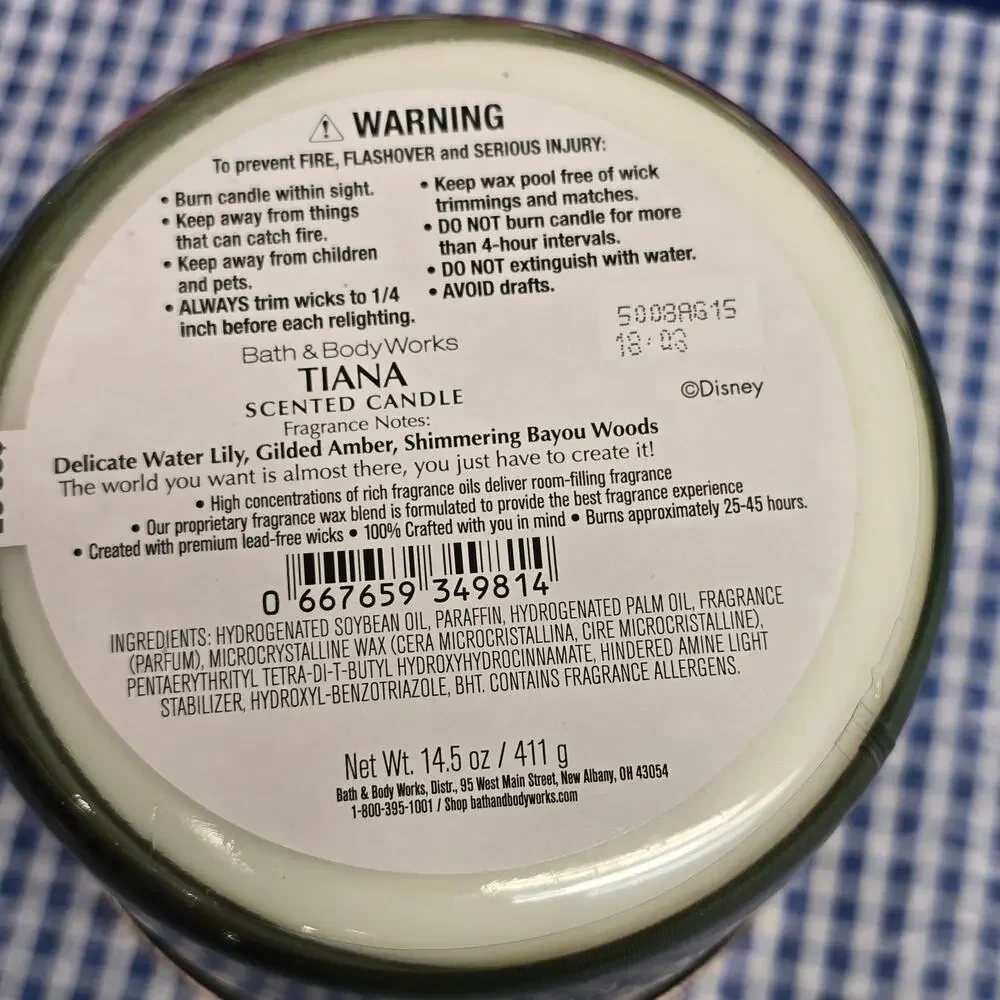 BBW Disney Princess Tiana Large 3 Wick Candle Holiday Home Fragrance Exclusive